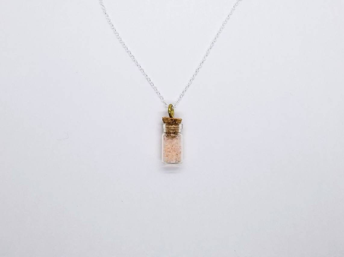 Pink Himalayan Salt Glass Jar - Jewelry Set (Earrings & Necklace)