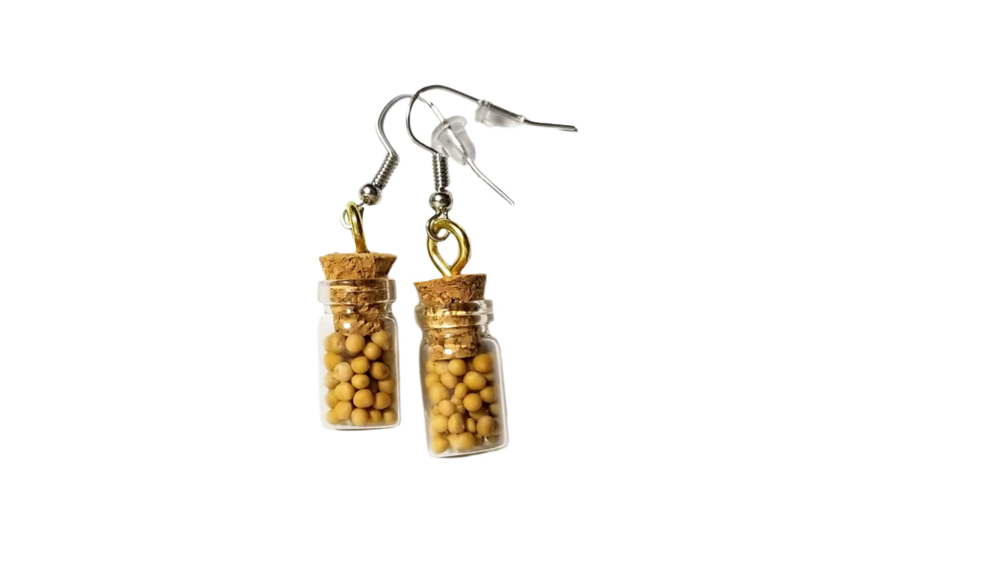 Mustard Seed Glass Jar - Earrings