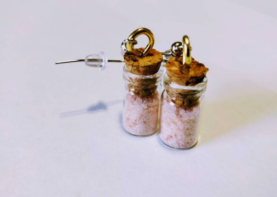 Pink Himalayan Salt Glass Jar - Earrings