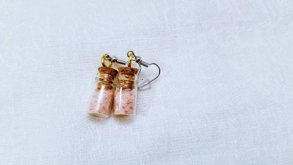 Pink Himalayan Salt Glass Jar - Earrings