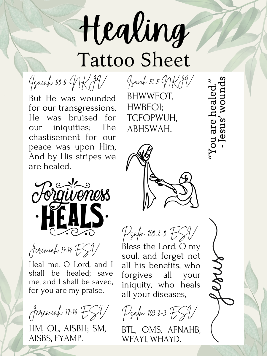 Healing Temporary Tattoo Sheet