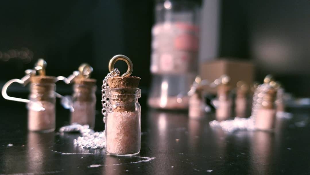 Pink Himalayan Salt Glass Jar - Necklace