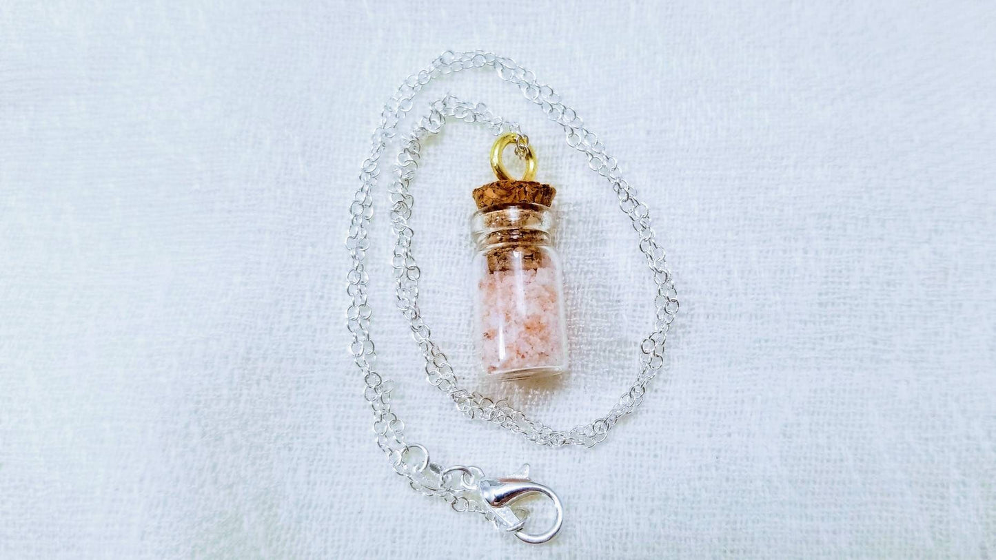 Pink Himalayan Salt Glass Jar - Necklace