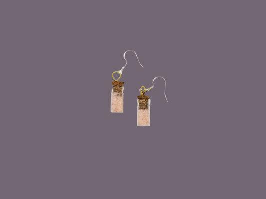 Pink Himalayan Salt Glass Jar - Earrings