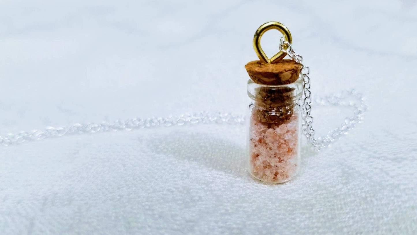 Pink Himalayan Salt Glass Jar - Necklace